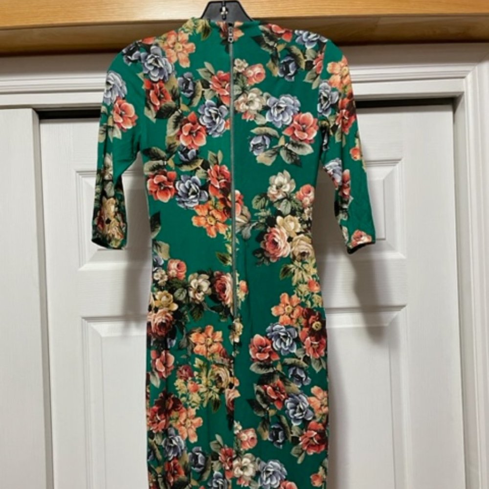 Alice + Olivia Teal Delora Bodycon Fitted Midi Stretch Dress SZ 0 NWT - Picture 9 of 9